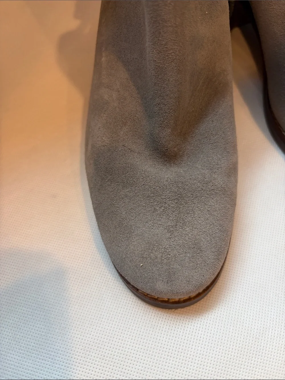 Cole Haan Light Gray Suede Ankle Booties with Side Zip
